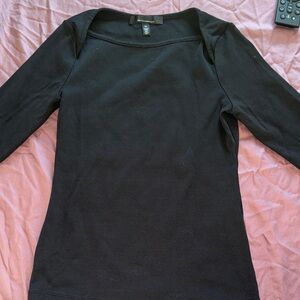 White House Black Market Black Ribbed Square Neck Top